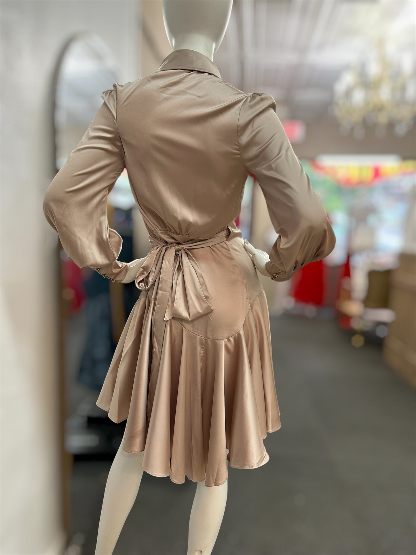 Golden Glow Satin Dress