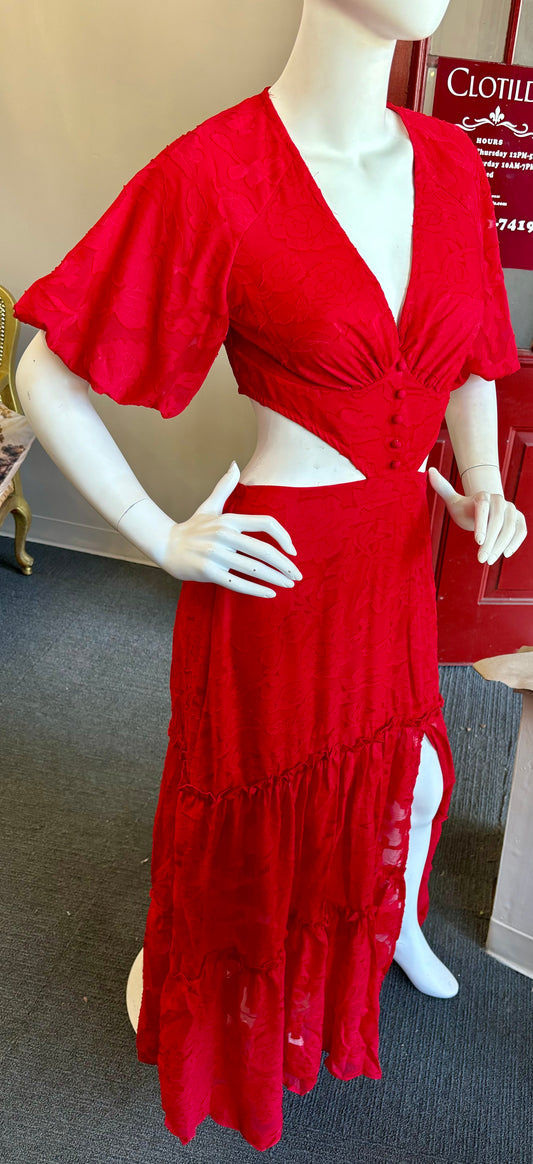 Tessa Cutout Maxi Dress - Red