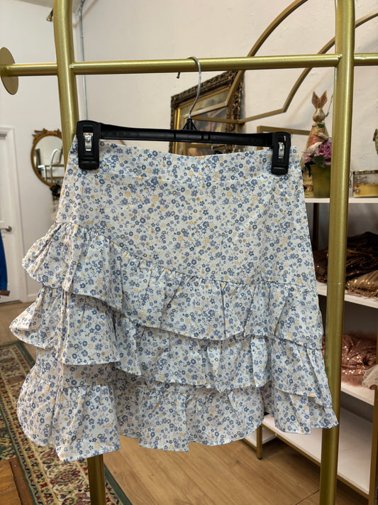 Mya Ruffled Floral Mini Skirt