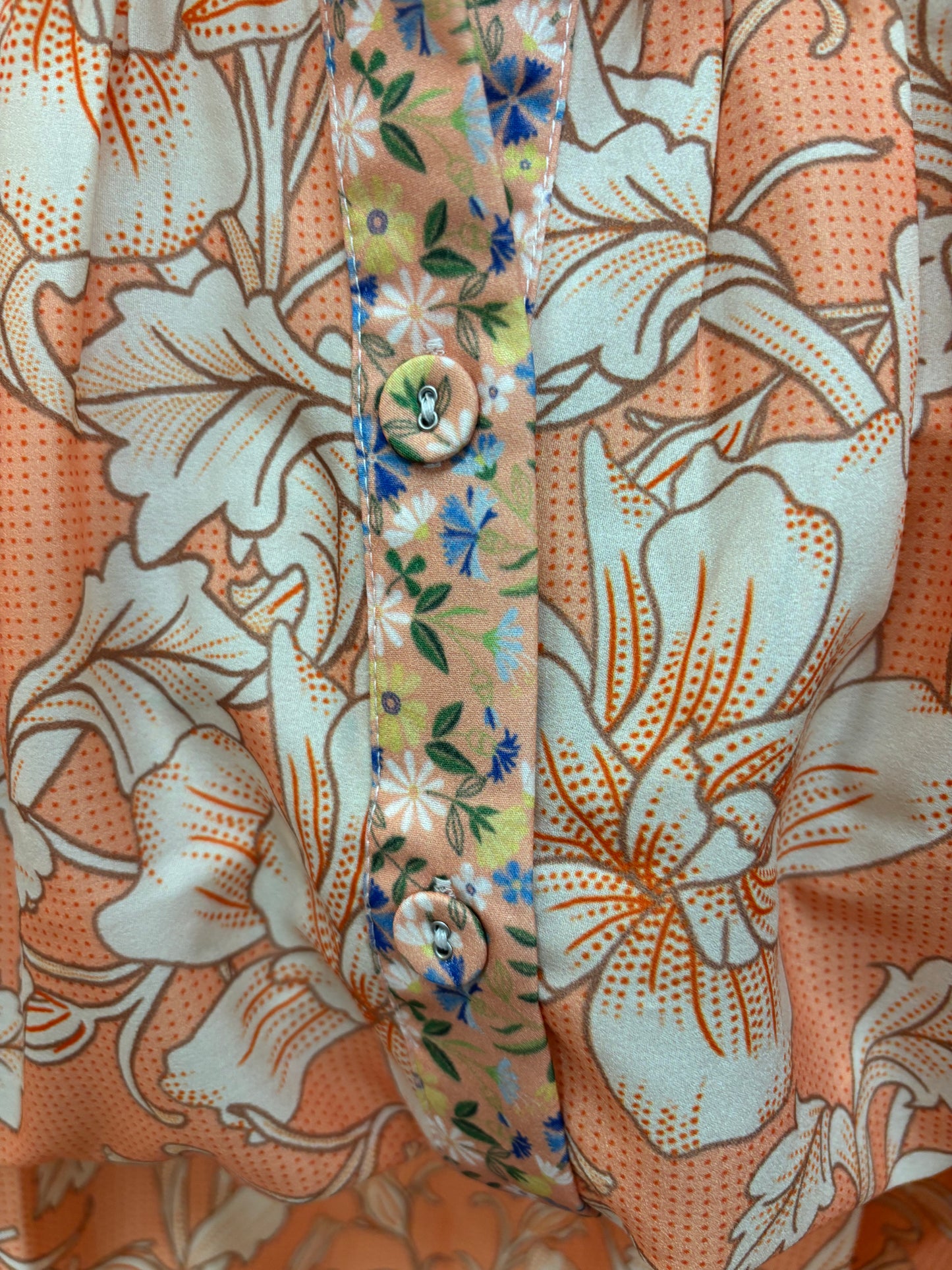 Flora Long Sleeve Button Up Skirt Set - Peach