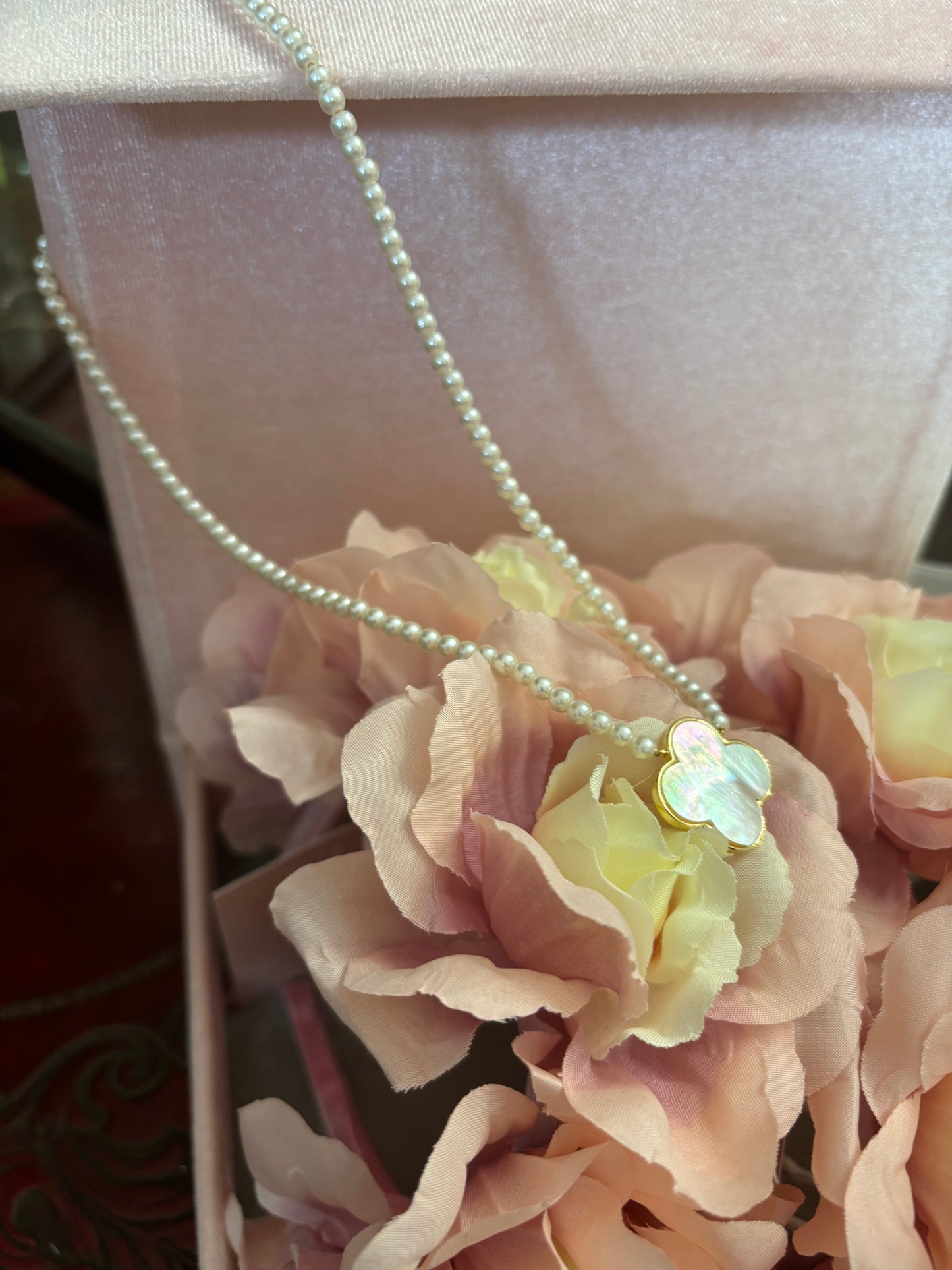 Alice Mother of Pearl Quatrefoil Pendant Necklace
